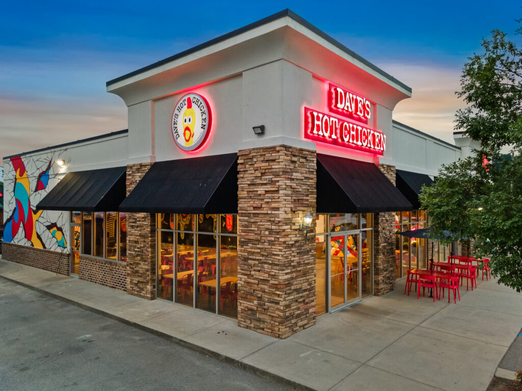 exterior shot of Dave's Hot Chicken in Columbia, SC