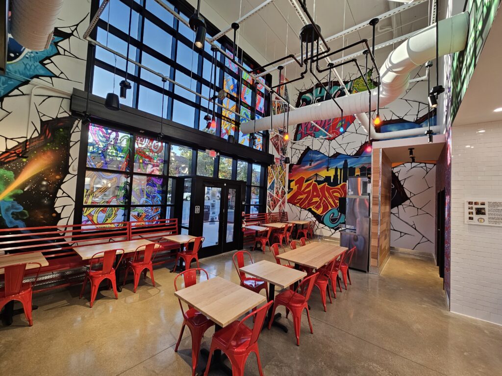 Interior shot Dave's Hot Chicken in Kansas City, MO