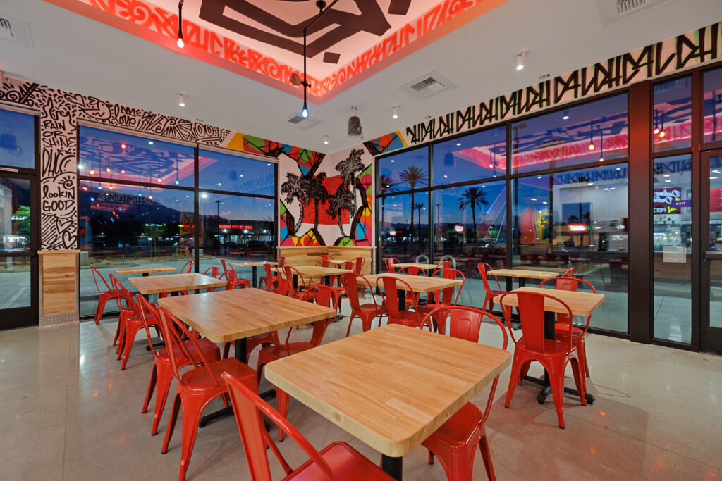 Interior shot of Dave's Hot Chicken in Cathedral City, CA