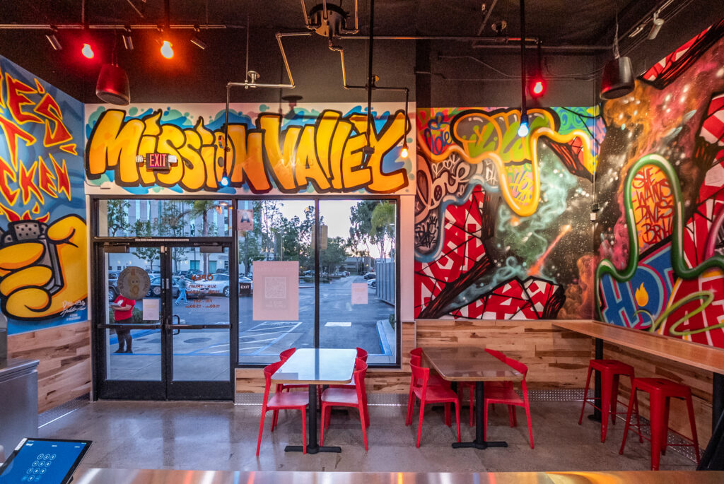 Interior shot of Dave's Hot Chicken Mission Valley in San Diego