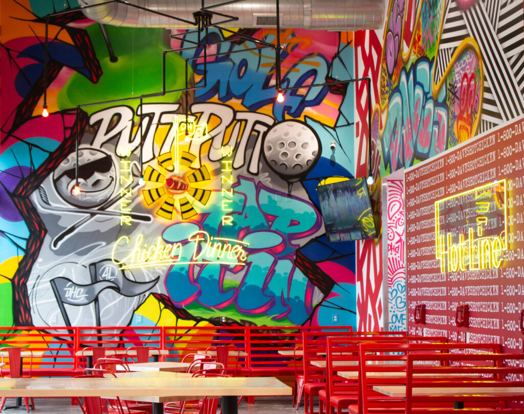 Interior shot of Dave's Hot Chicken in OK City, OK