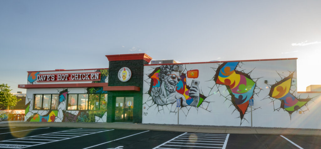 Exterior shot of Dave's Hot Chicken in Apple Valley, MN