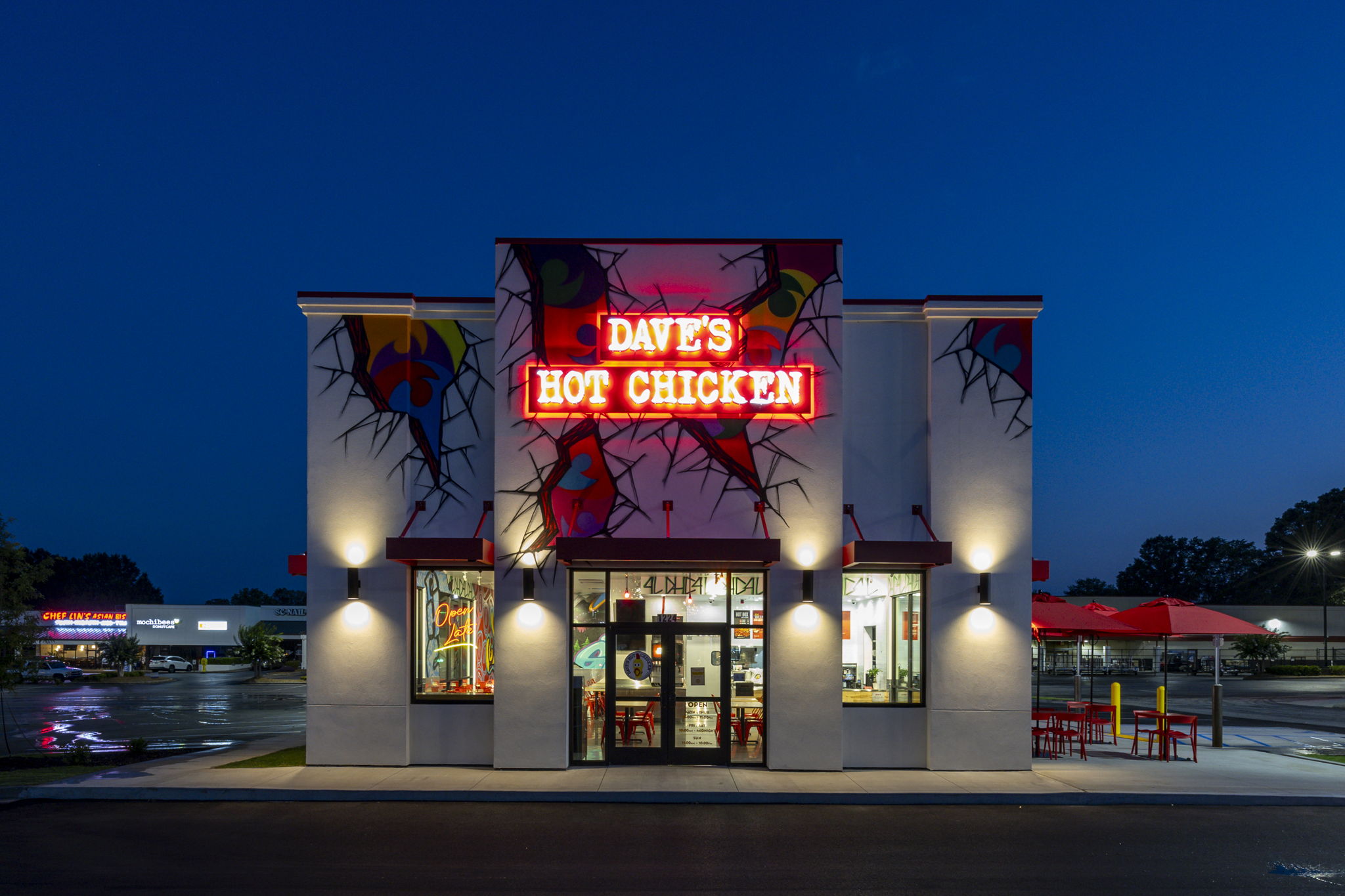 Exterior shot of Dave's Hot Chicken in Greenville SC