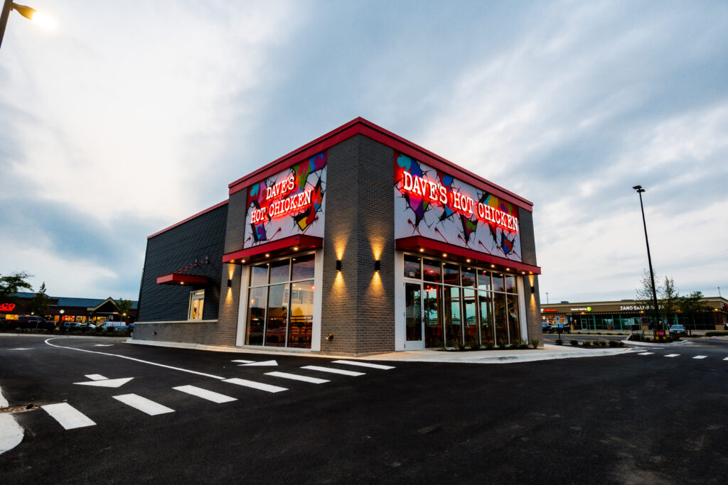 Exterior shot of Dave's Hot Chicken in Batavia IL