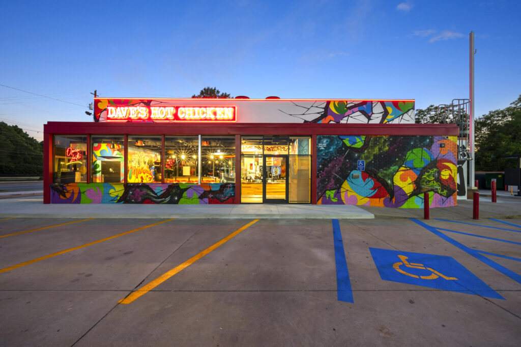 Exterior shot of Dave's Hot Chicken in Conyers GA