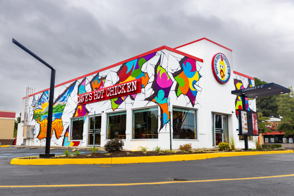 Exterior shot of Dave's Hot Chicken in Chesapeake VA