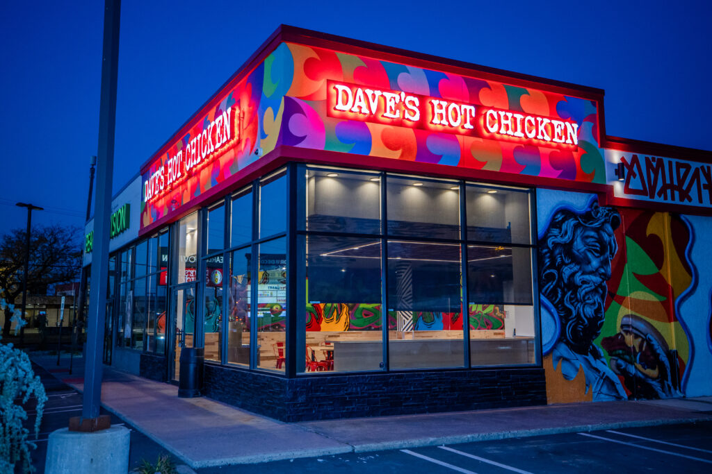 Exterior shot of Dave's Hot Chicken in East Brunswick NJ