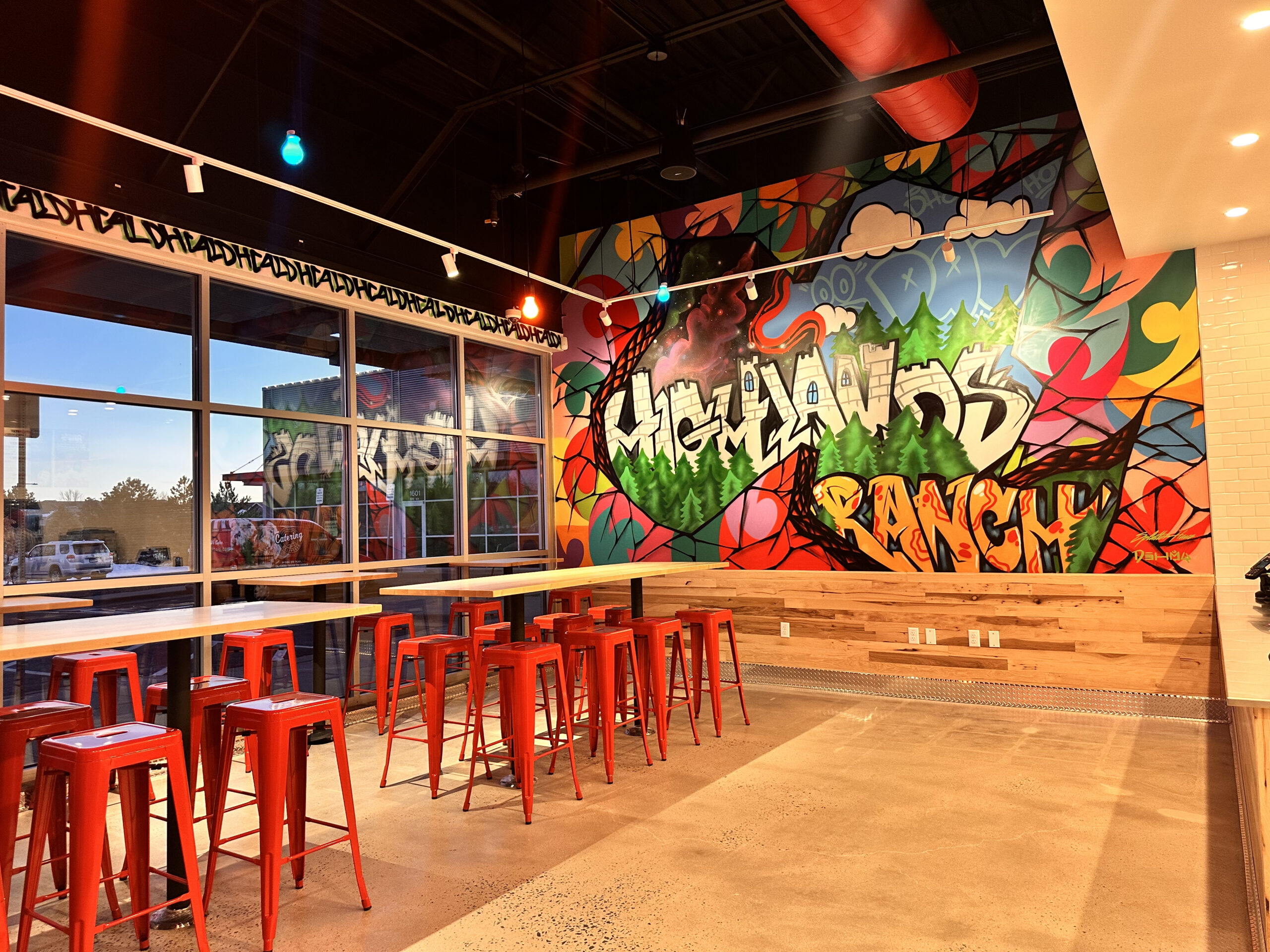 Interior shot of Dave's Hot Chicken in Highlands Ranch, CO